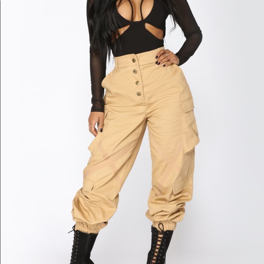 Khaki Oversized Cargo Pants